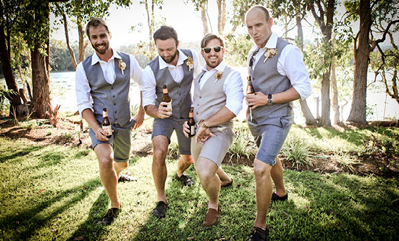 grooms in shorts